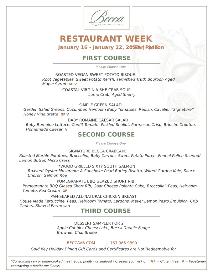 Virginia Beach Restaurant Weeks 2024