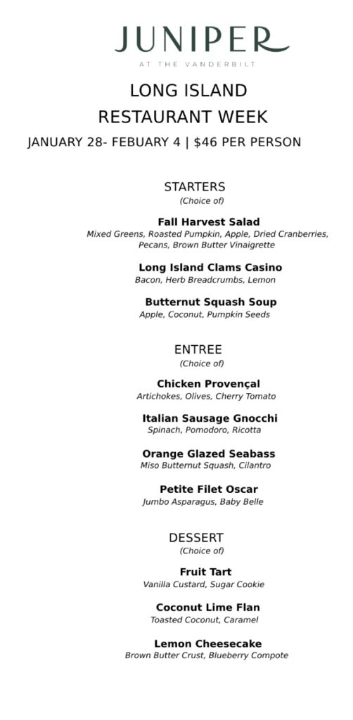 Long Island Restaurant Week 2024 Winter: Menus, Dates