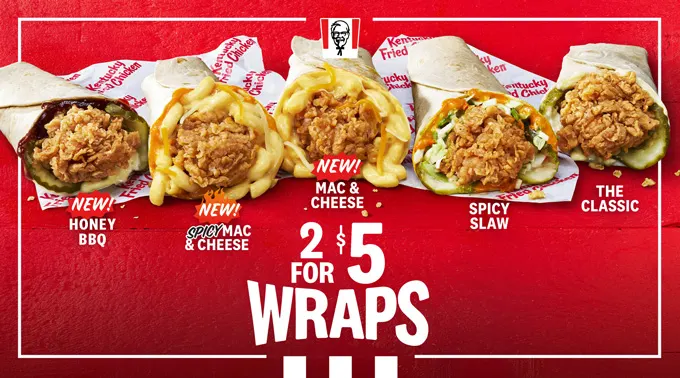 KFC USA Two-For-$5&nbsp;KFC Wraps Lineup