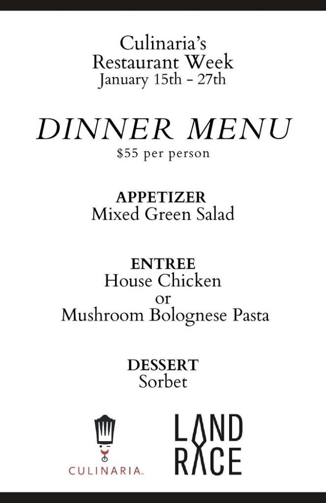 Culinaria Winter Restaurant Week 2024: Menus, Dates