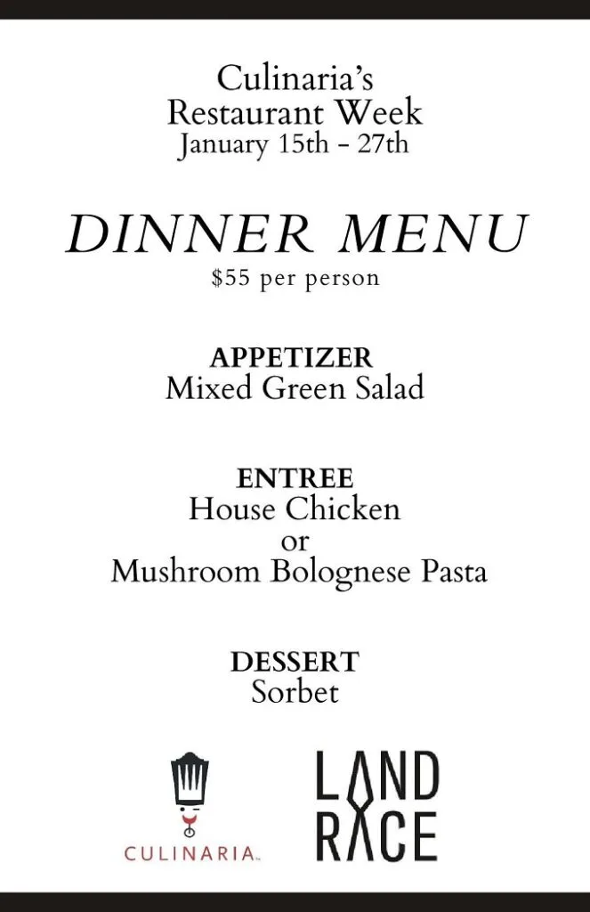 Culinaria Winter Restaurant Week 2024: Menus, Dates