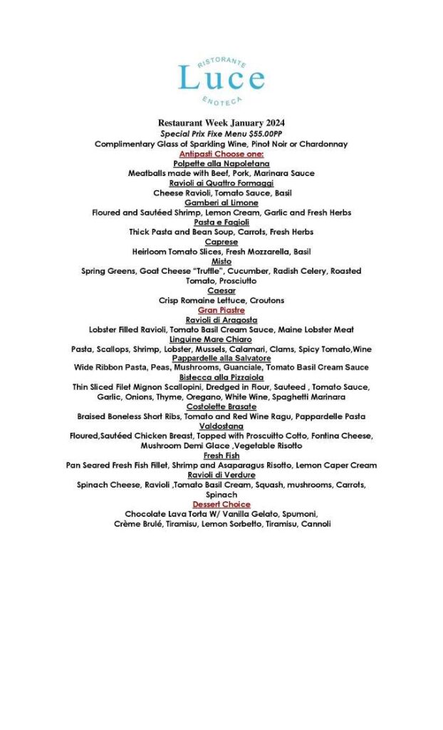 Culinaria Winter Restaurant Week 2024: Menus, Dates