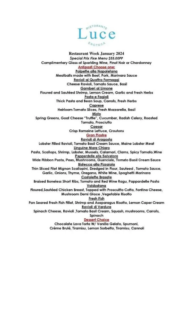 Culinaria Winter Restaurant Week 2024: Menus, Dates