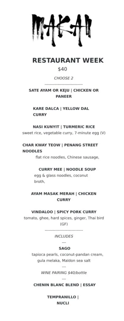 Metropolitan Washington Restaurant Week 2024 Winter Highlights