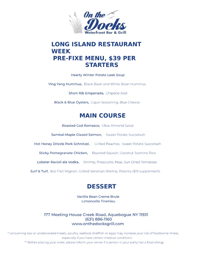 Long Island Restaurant Week 2024 Winter Menus, Dates Foodgressing