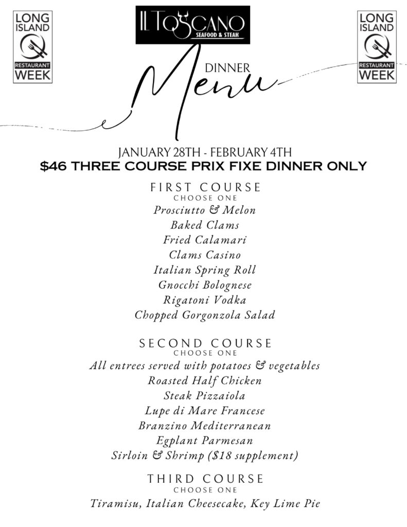 Long Island Restaurant Week 2024 Winter: Menus, Dates