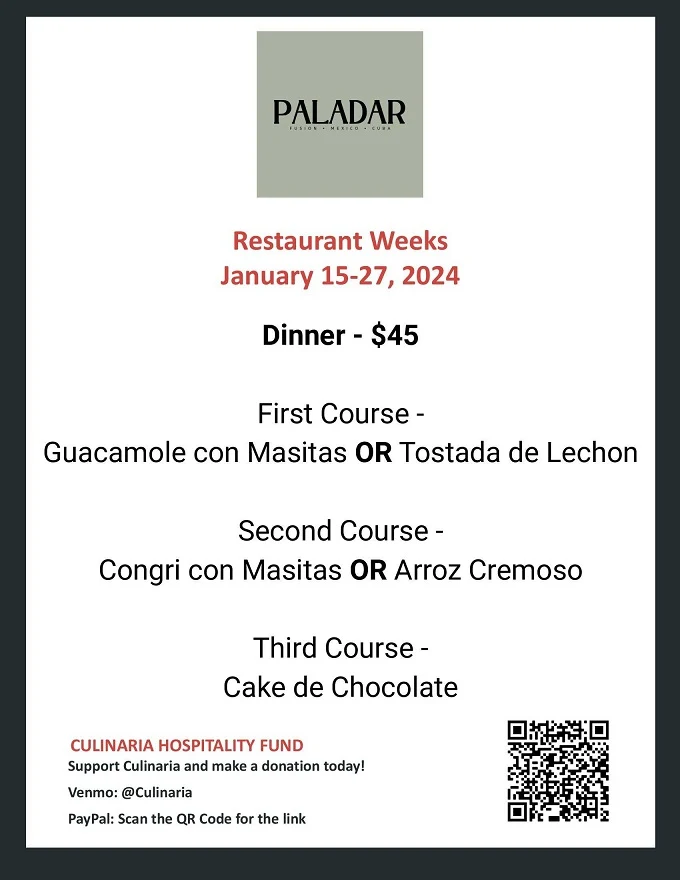 Culinaria Winter Restaurant Week 2024: Menus, Dates