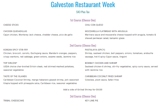 Galveston Restaurant Week 2024 Texas: Menus, Dates