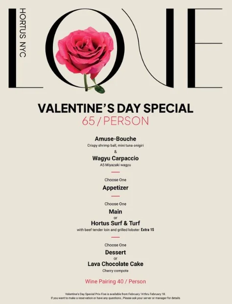 Valentine s Day NYC 2024 Restaurant Hotel Dinner Offerings