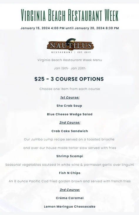 Virginia Beach Restaurant Weeks 2024