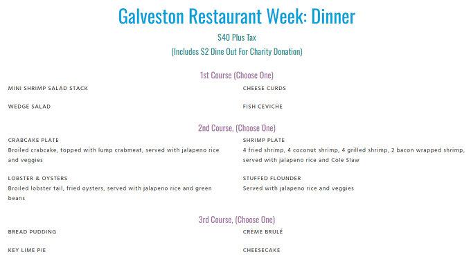 Galveston Restaurant Week 2024 Texas: Menus, Dates