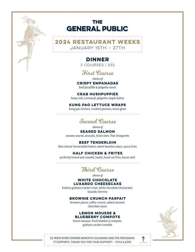 Culinaria Winter Restaurant Week 2024: Menus, Dates