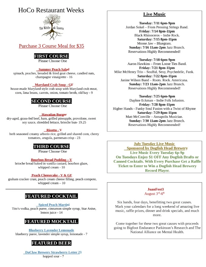 Howard County Restaurant Weeks 2024: Menus, Dates