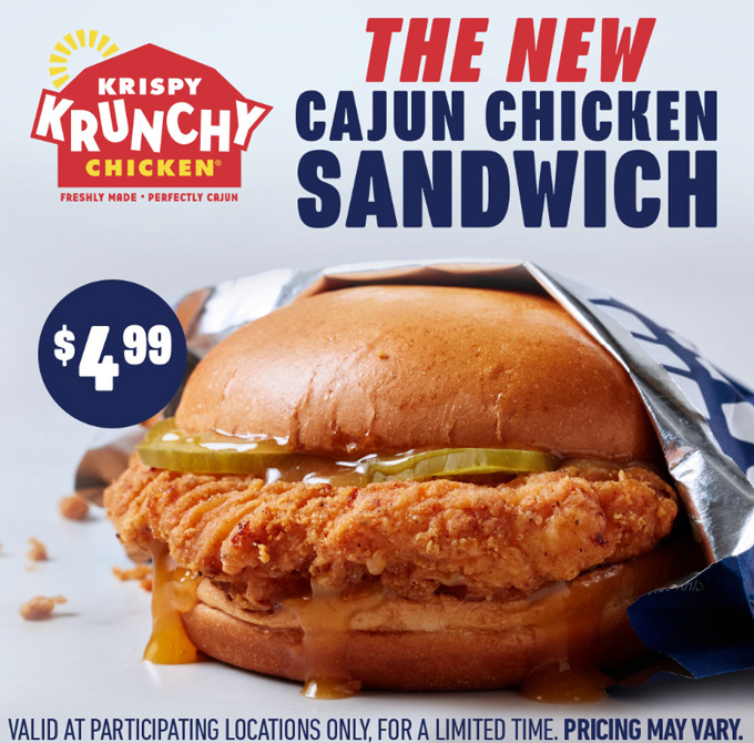 Krispy Krunchy Chicken New Cajun Chicken Sandwich
