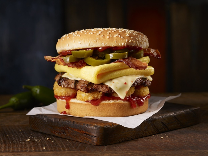 Carl's Jr. Spicy Breakfast Burger, Spicy Western Bacon Cheeseburger