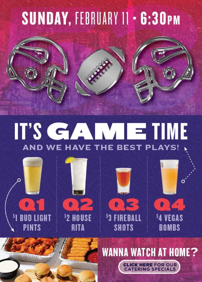 Super Bowl To-Go Specials, Food Deals & Watch Parties -- Bar Louie, Bad Daddy's, The Greene Turtle, Twin Peaks + More