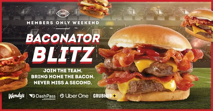 It's An All-Out Baconator Blitz: This Weekend, "Members Only" Can Enjoy A Baconator-Sized Deal With Wendy's For The Football Championship Faceoffs