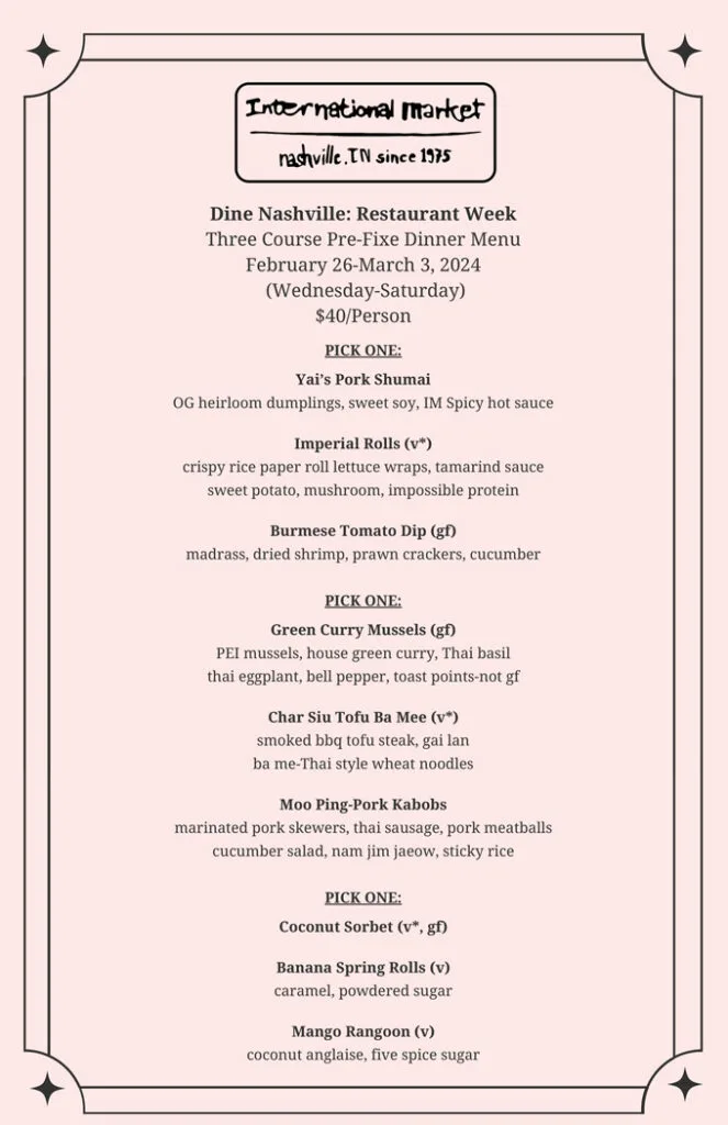 Nashville Restaurant Week 2024: Menus, Dates