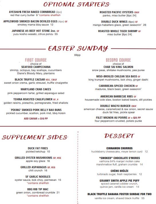 Easter Brunch San Francisco 2024, Lunch, Dinner, Events