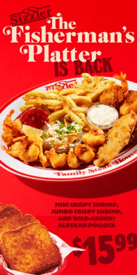 [Lent Seafood Specials Under $16] Sizzler brings back LIMITED EDITION Fisherman&rsquo;s Platter Meal