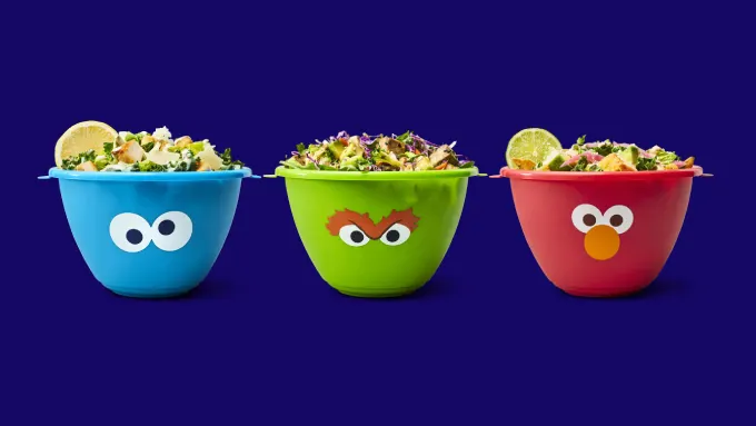 Just Salad Serves Up Lunchtime Nostalgia with Reusable Bowls Featuring Beloved Sesame Street Characters