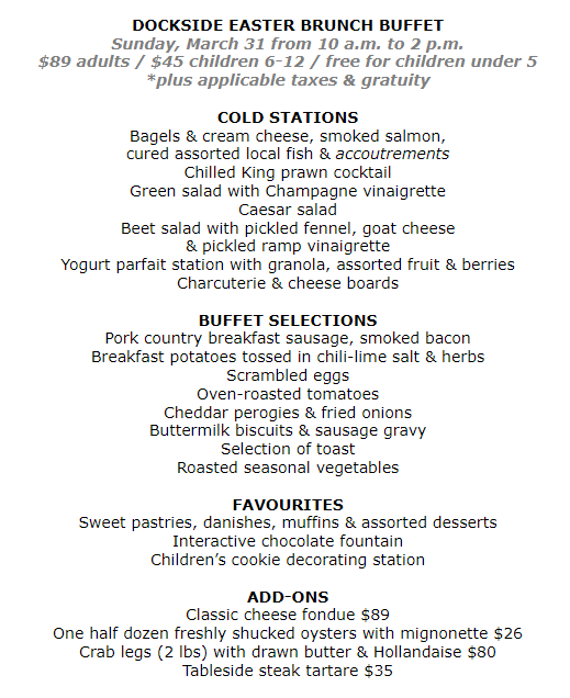 Easter Brunch Vancouver 2024, Lunch, Dinner, Events - Foodgressing