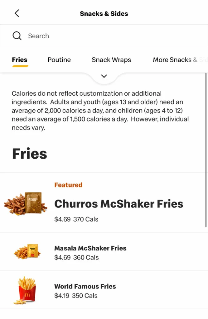 McDonald's McShaker Fries in Canada: Churros & Masala