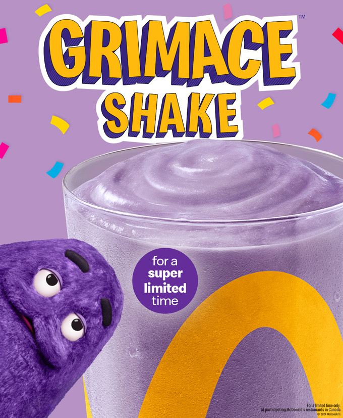 Grimace Shake at McDonald's Canada Review, Calories, Price Foodgressing