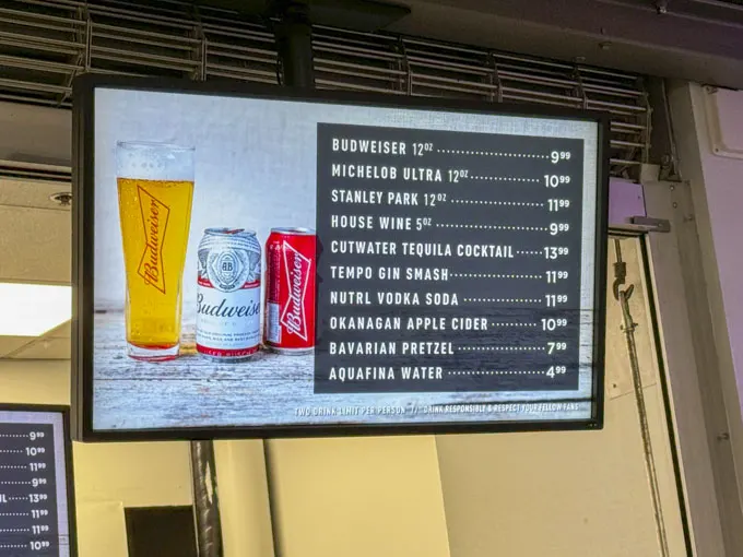 Rogers Arena Food Prices & Options