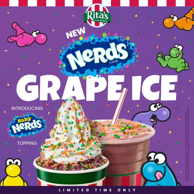 Rita's Italian Ice Reveals New Flavor Inspired By Iconic Candy Brand: Nerds Grape Ice And New Baby Nerds Topping