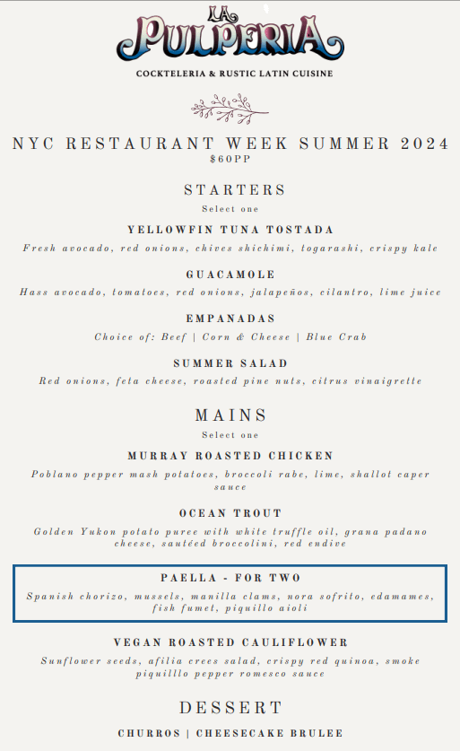 NYC Summer Restaurant Week 2024: Menus, Dates