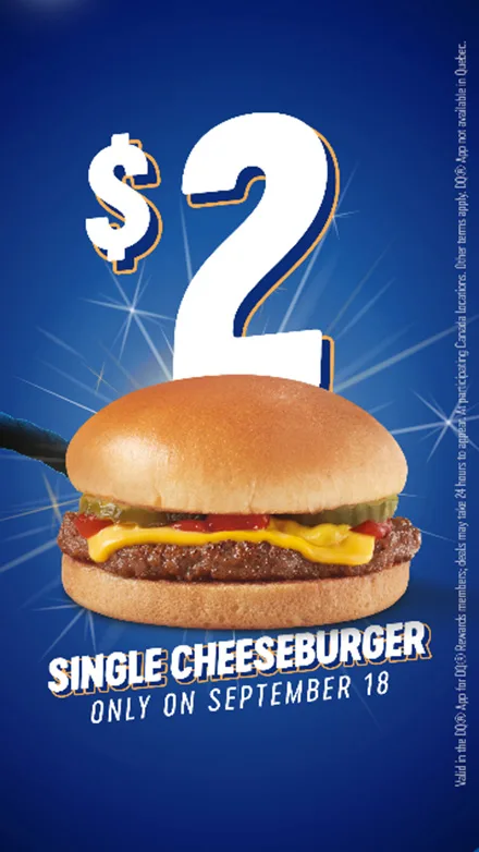 DQ Canada $2 Cheeseburgers on September 18