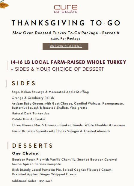 Thanksgiving Washington DC 2024: Dinner, Turkey To Go, Brunch