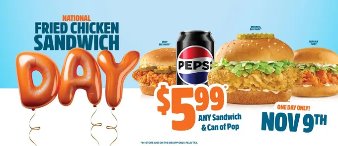 National Fried Chicken Sandwich Day with Mary Brown’s $5.99 Deal