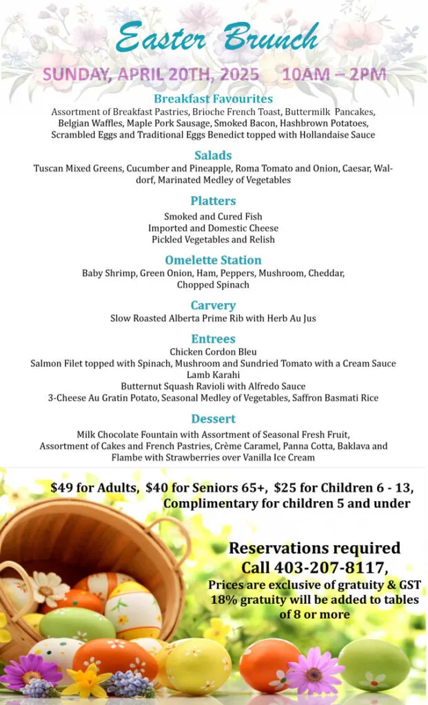 Easter Brunch Calgary 2025, Lunch, Dinner, Events