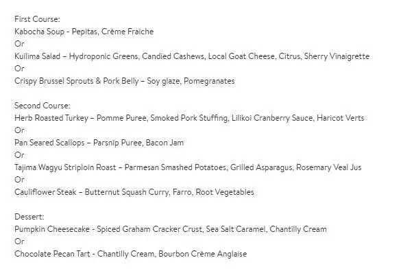 Thanksgiving Honolulu 2025: Dinner, Turkey To Go, Brunch