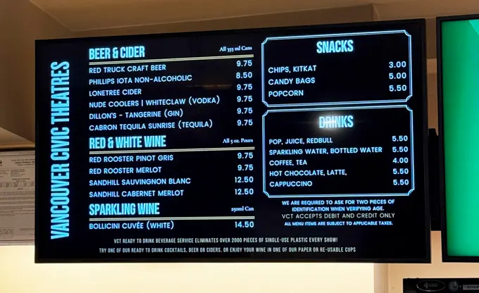 Orpheum Theatre in Vancouver: Food and Drink Options