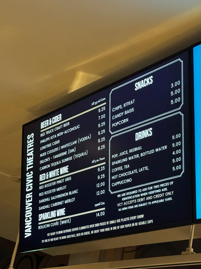 Queen Elizabeth Theatre, Vancouver: Food and Drink Options