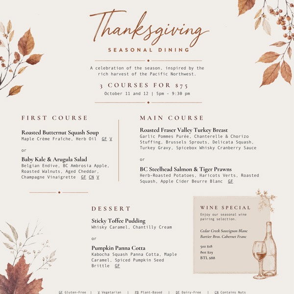 Vancouver Thanksgiving Dinner 2026: Dine-In & Takeout