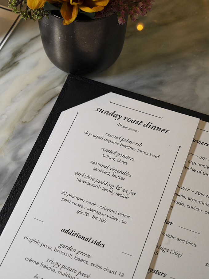 Sunday Roast Dinner at Hawksworth Restaurant Vancouver